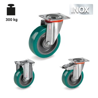 TR-62NY-NLX-Ruedas con soportes de acero inoxidable para cargas ligeras